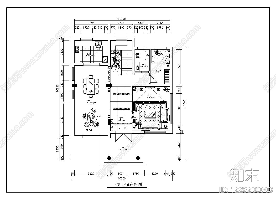 别墅建筑cad施工图下载【ID:1228200003】