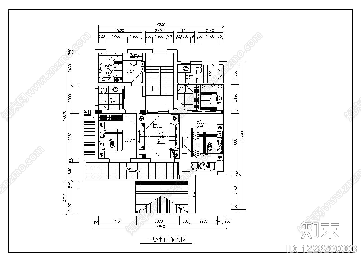 别墅建筑cad施工图下载【ID:1228200003】