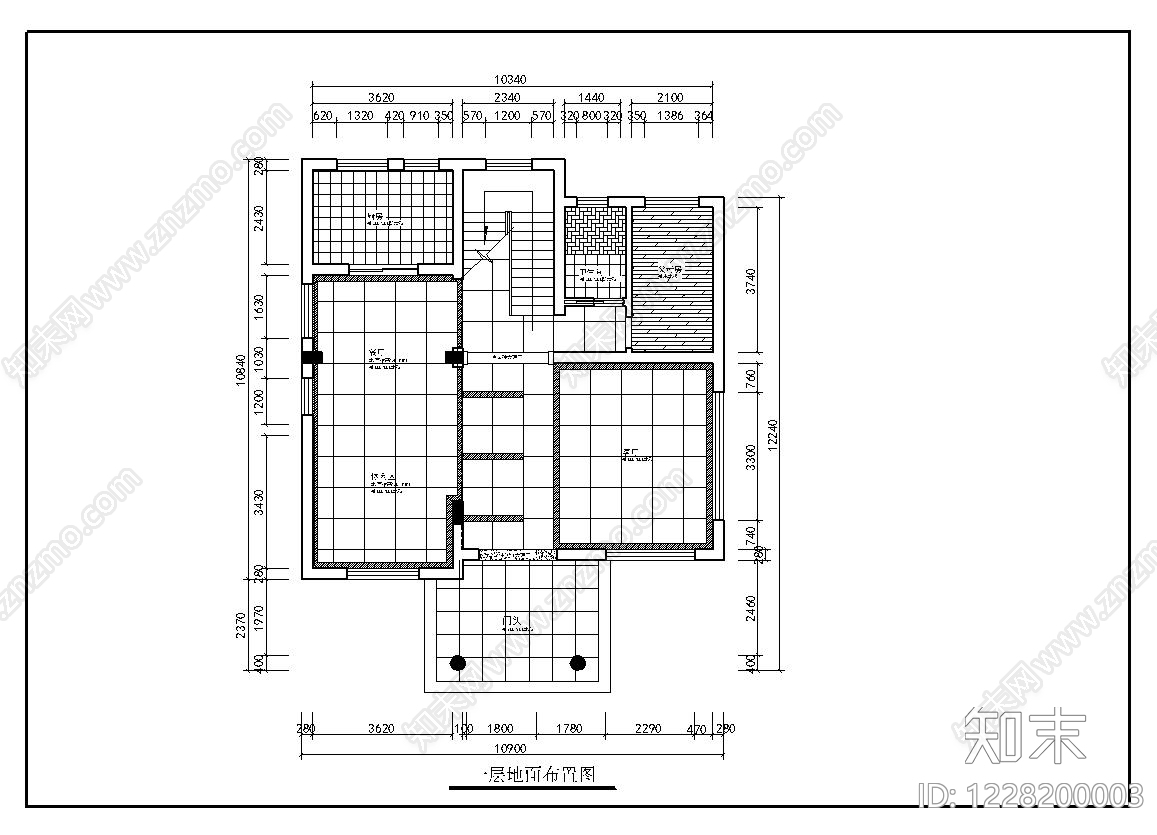 别墅建筑cad施工图下载【ID:1228200003】