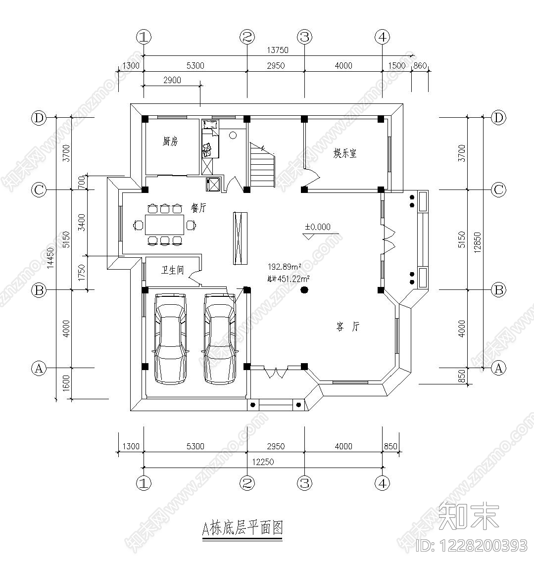别墅建筑cad施工图下载【ID:1228200393】