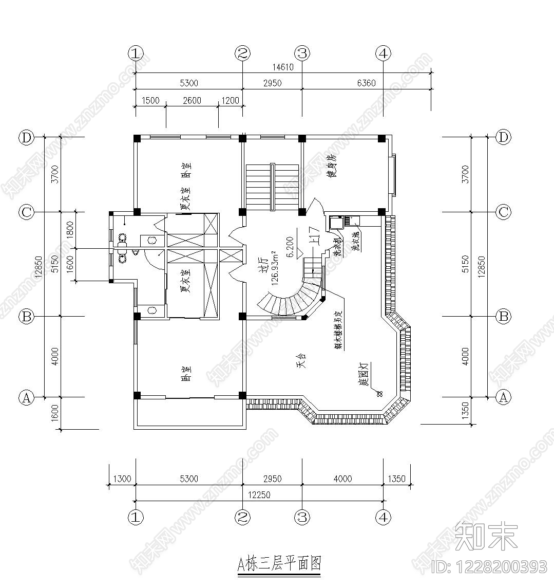 别墅建筑cad施工图下载【ID:1228200393】