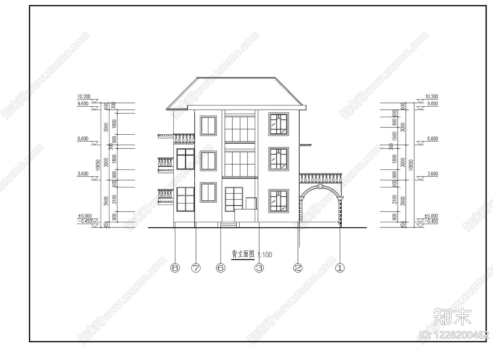 别墅建筑cad施工图下载【ID:1228200462】