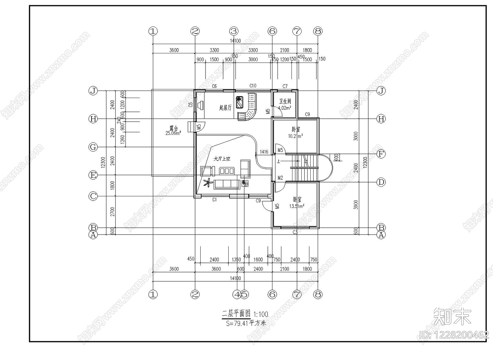 别墅建筑cad施工图下载【ID:1228200462】