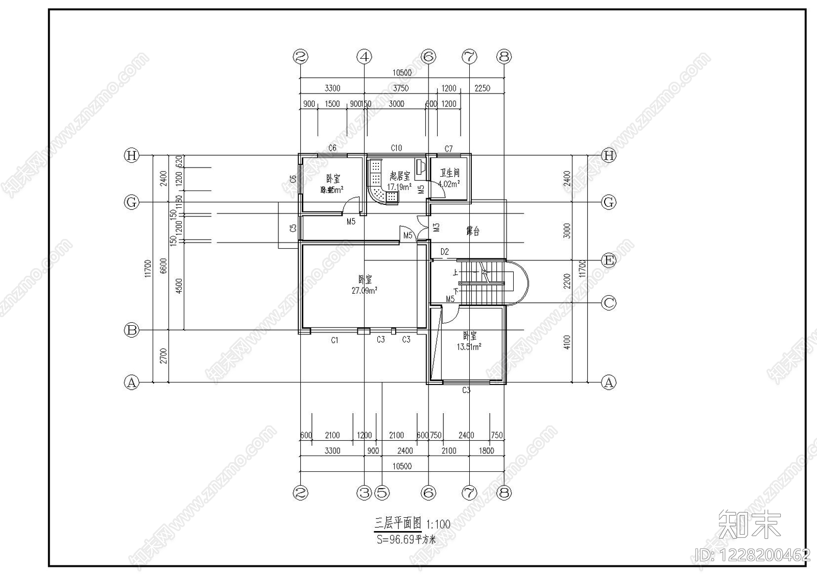别墅建筑cad施工图下载【ID:1228200462】