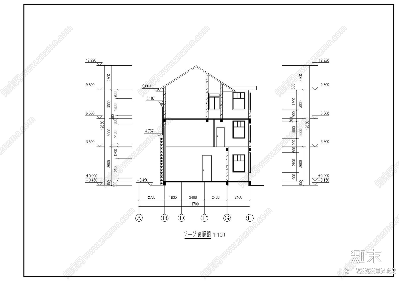 别墅建筑cad施工图下载【ID:1228200462】