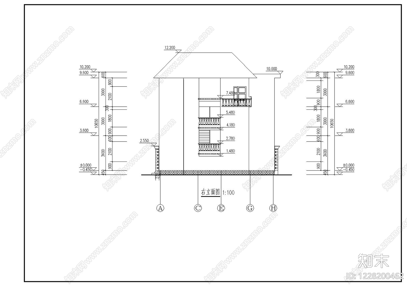 别墅建筑cad施工图下载【ID:1228200462】