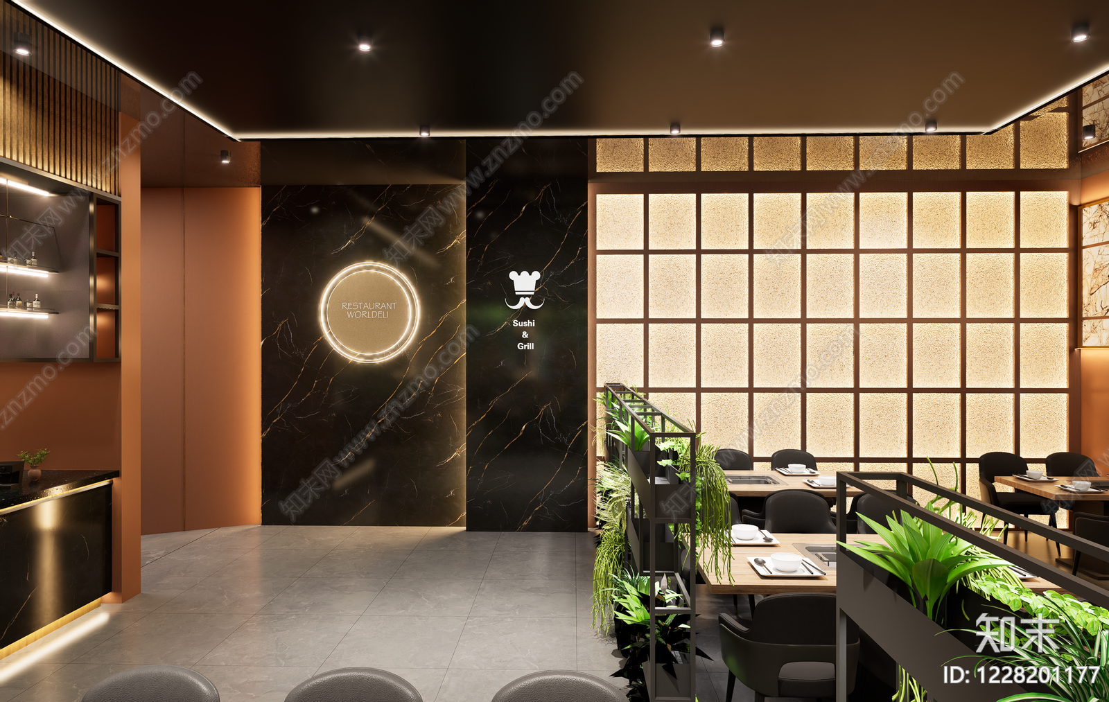 轻奢中餐厅SU模型下载【ID:1228201177】