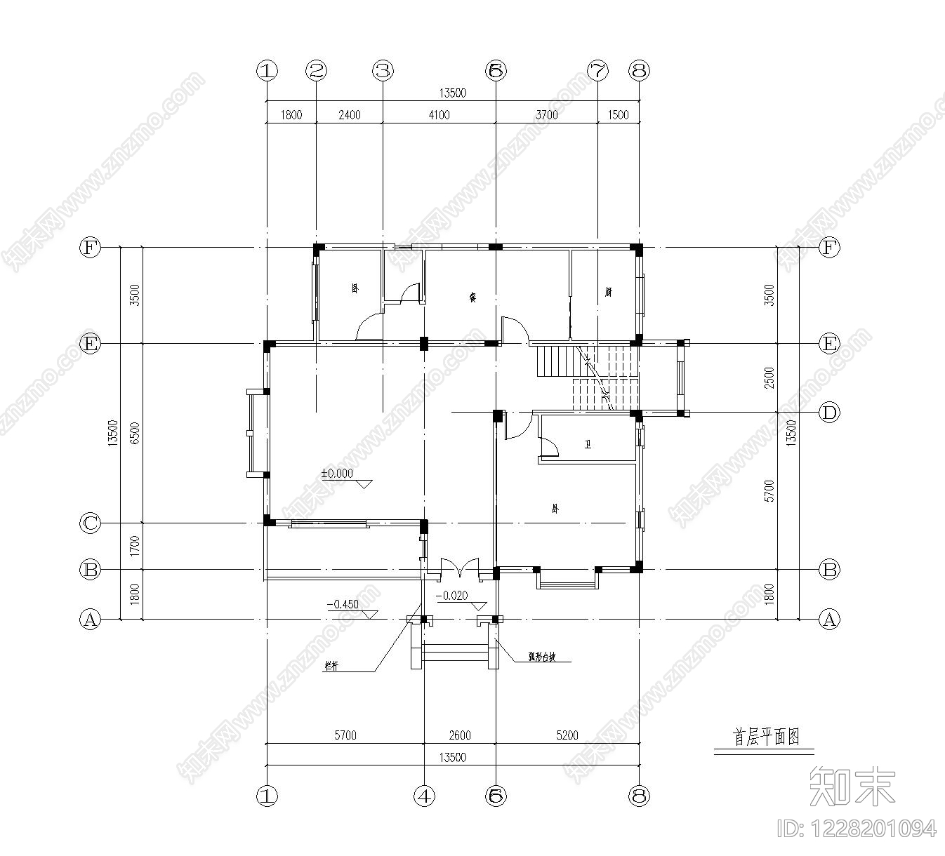 别墅建筑cad施工图下载【ID:1228201094】