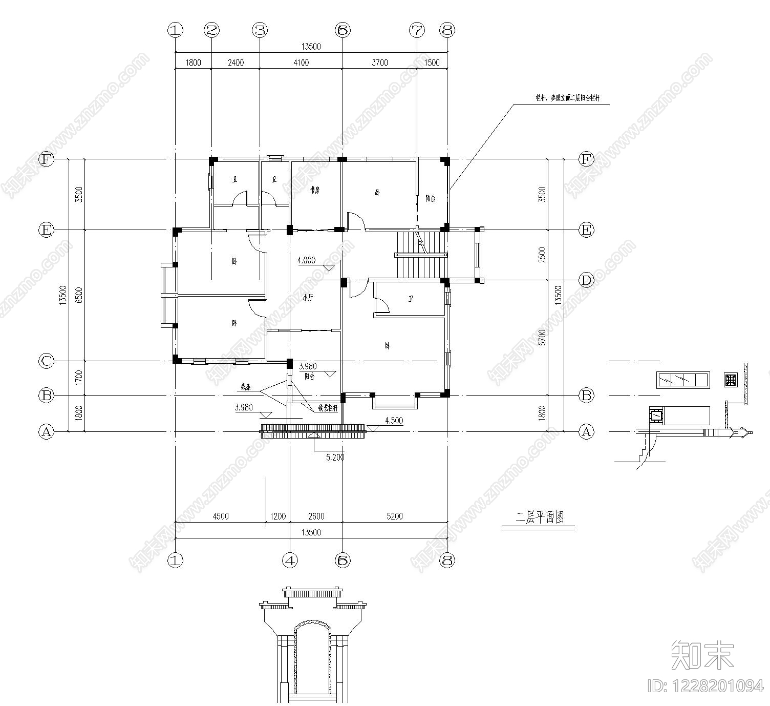 别墅建筑cad施工图下载【ID:1228201094】