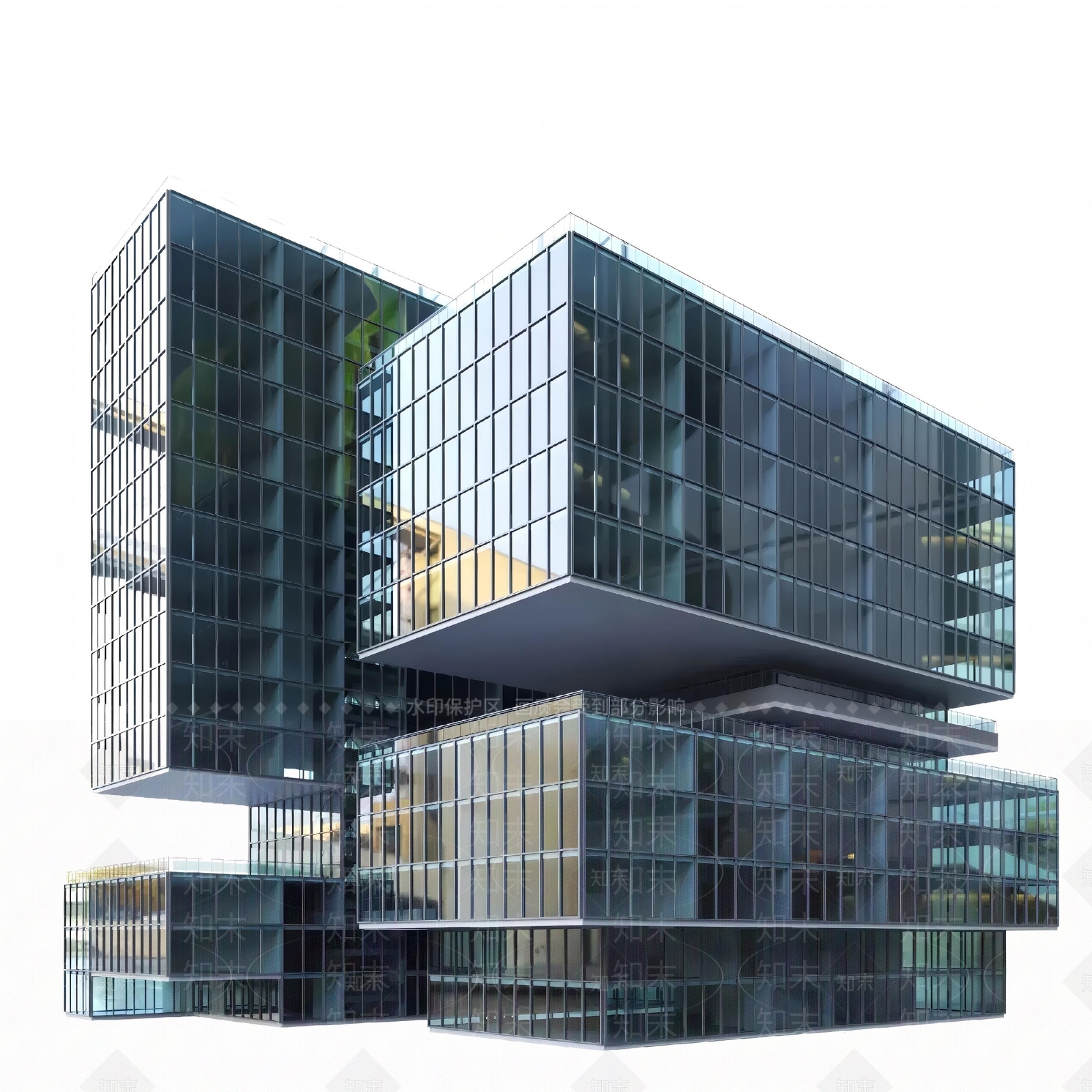 解构主义写字楼3D模型渲染效果图
