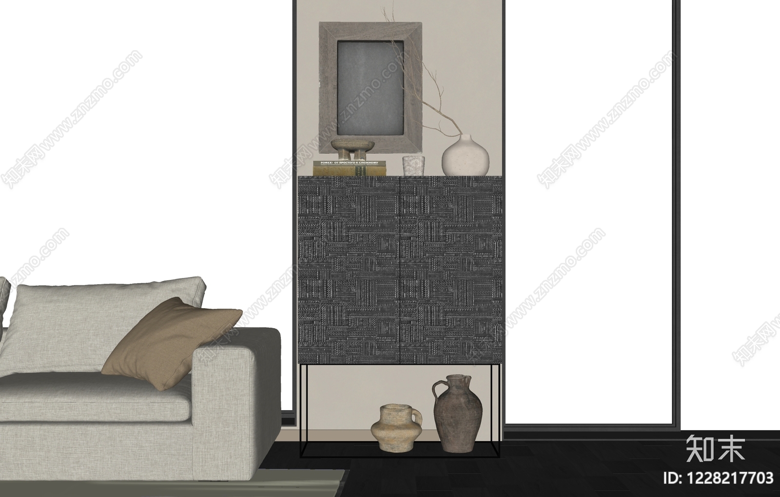 侘寂玄关柜SU模型下载【ID:1228217703】
