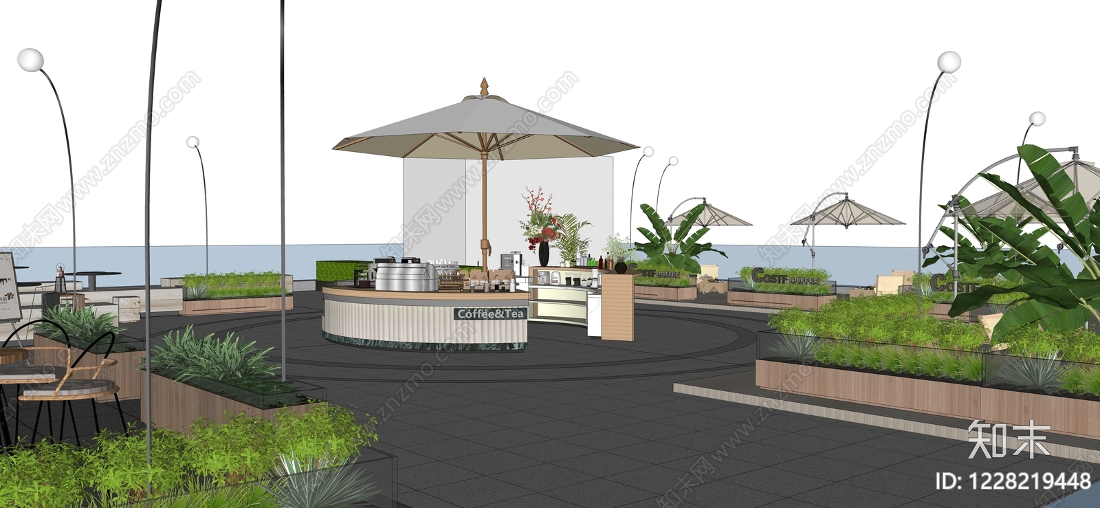 现代屋顶花园SU模型下载【ID:1228219448】