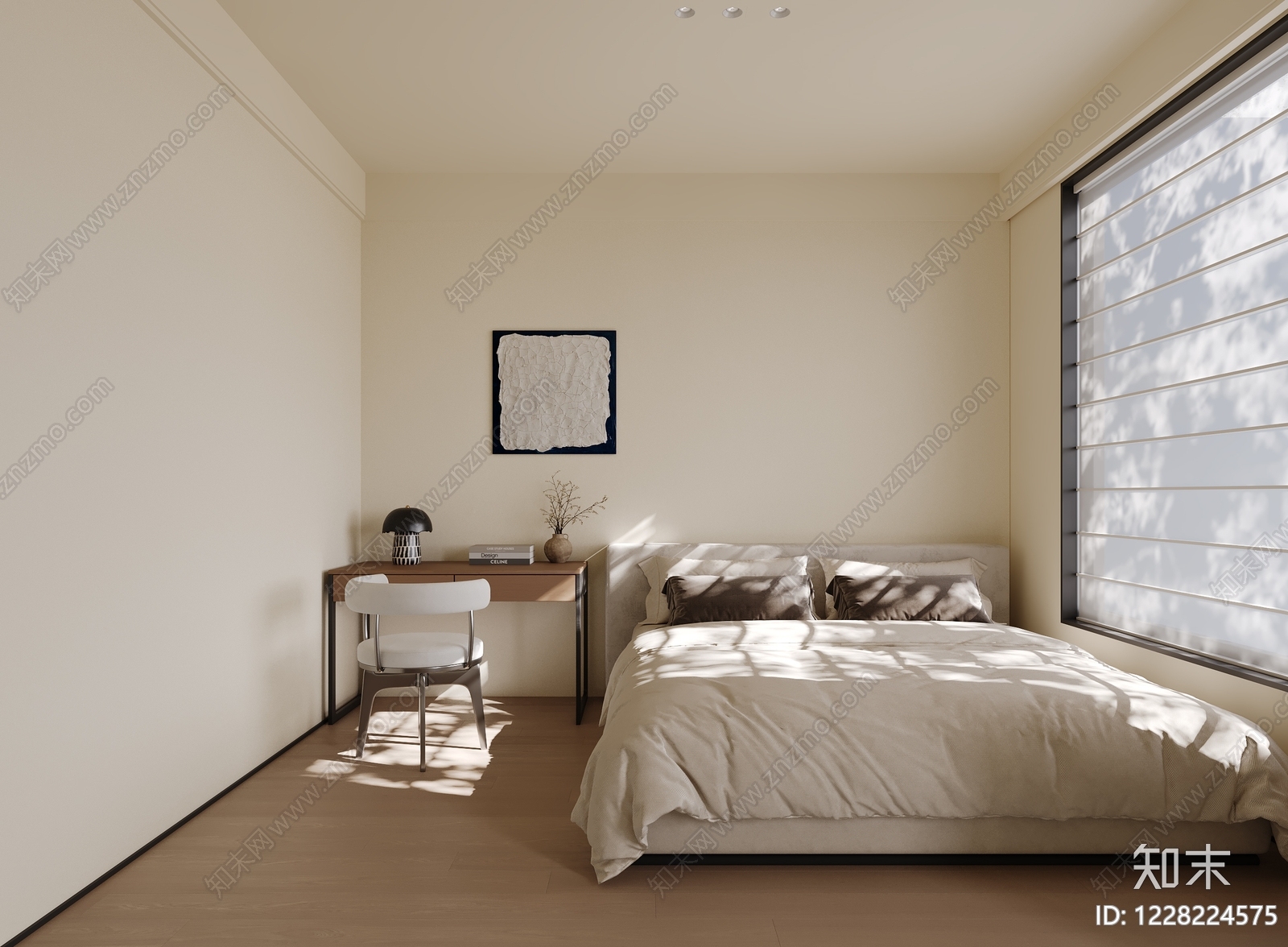 奶油风次卧3D模型下载【ID:1228224575】