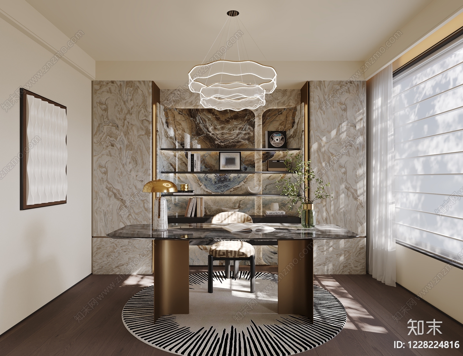 轻奢书房3D模型下载【ID:1228224816】