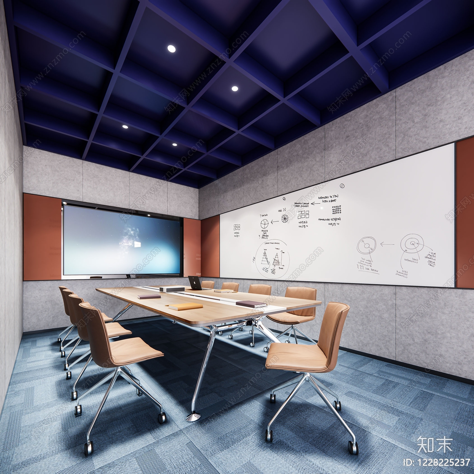 现代简约会议室SU模型下载【ID:1228225237】