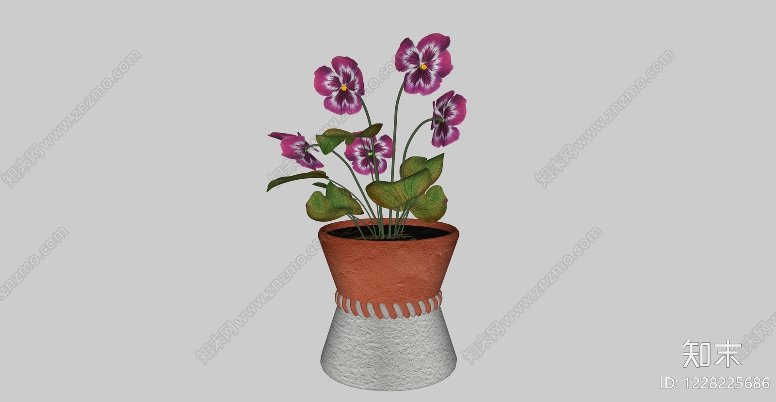 美式盆栽SU模型下载【ID:1228225686】