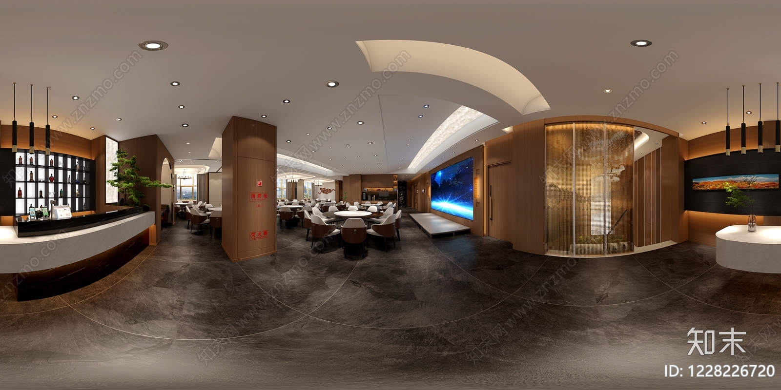 现代酒店餐厅3D模型下载【ID:1228226720】