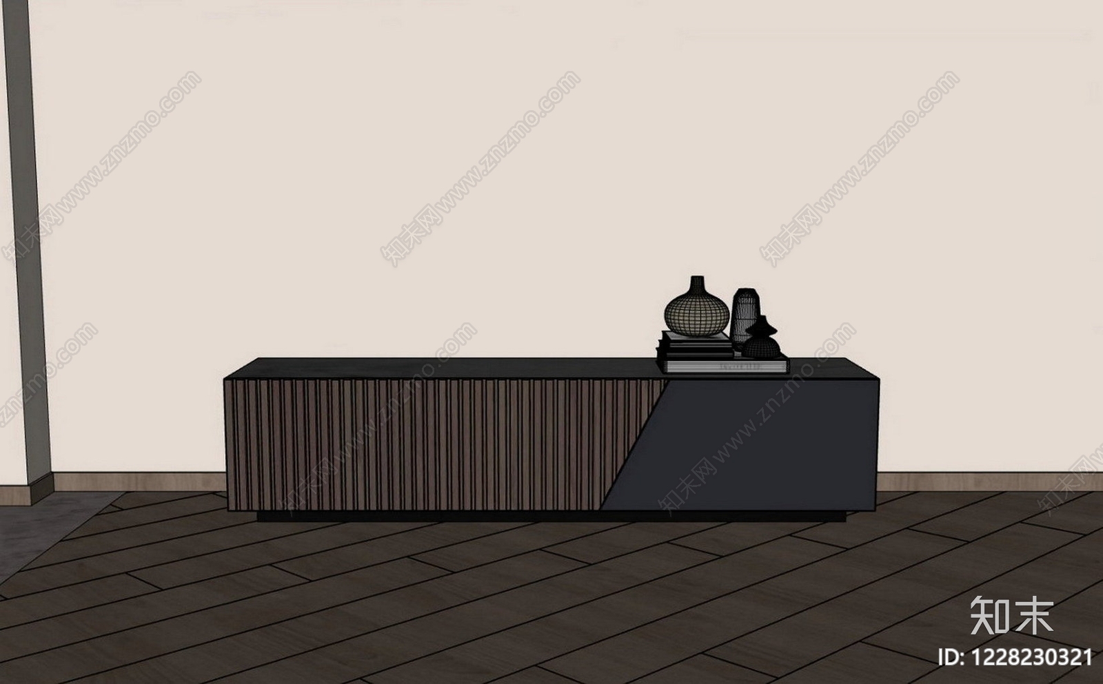 现代简约电视柜SU模型下载【ID:1228230321】