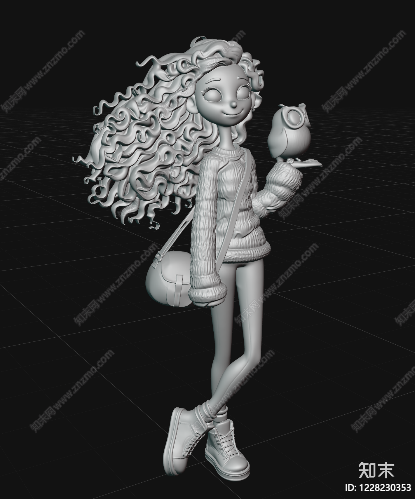 美式卡通虚拟人物3D模型渲染效果图