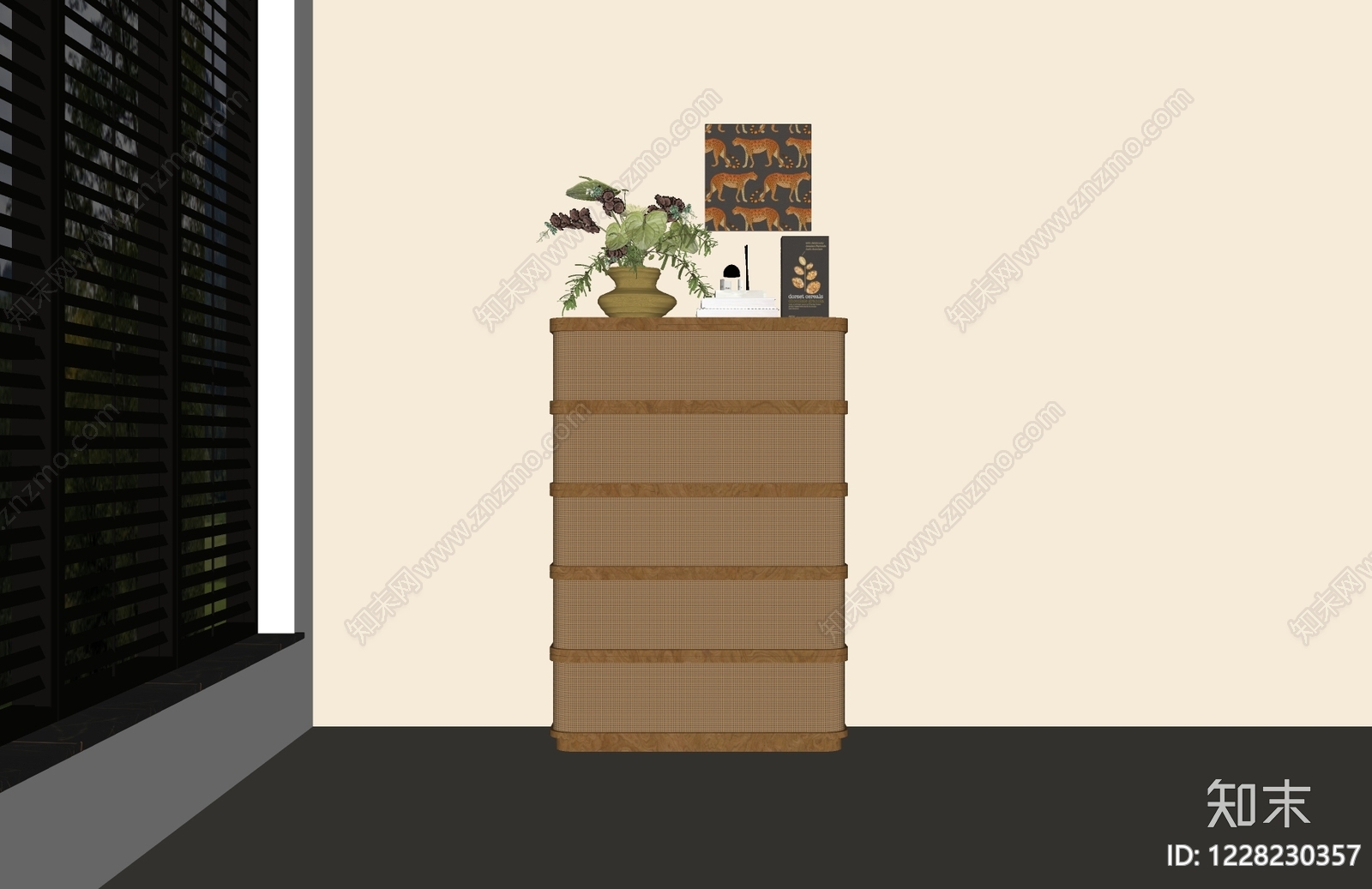 原木风斗柜SU模型下载【ID:1228230357】