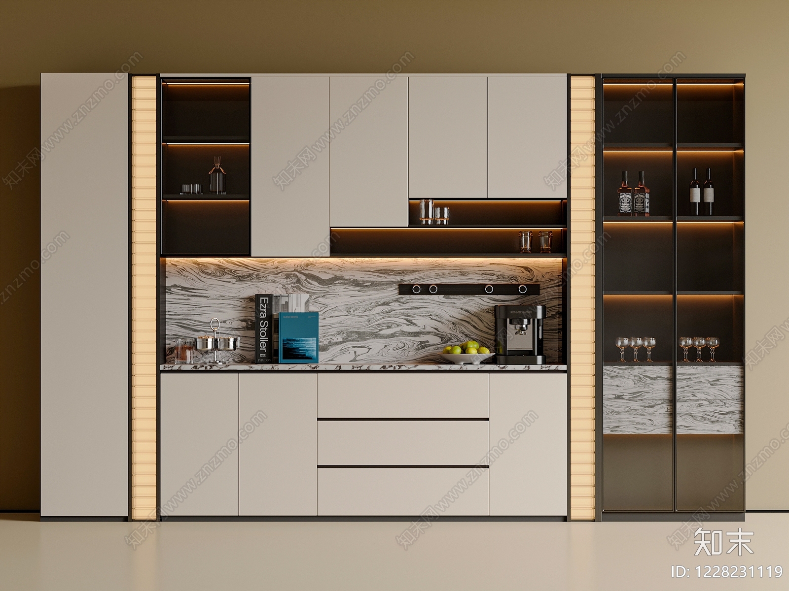 意式极简餐边柜3D模型下载【ID:1228231119】