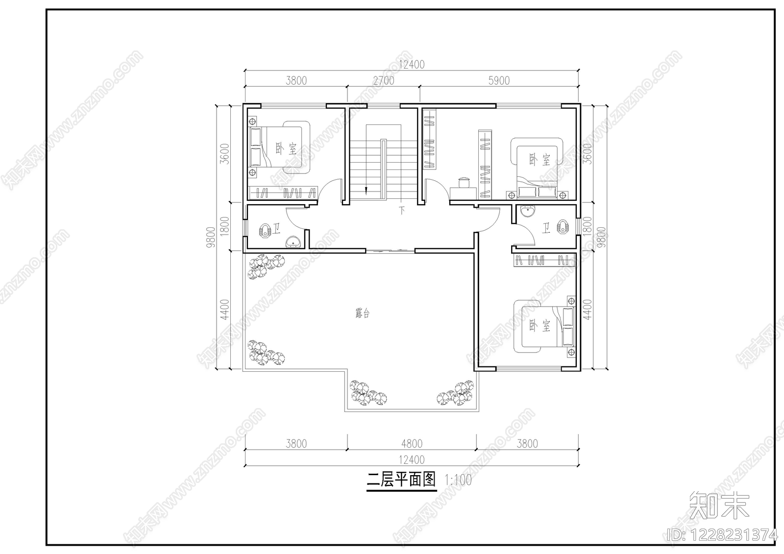 别墅建筑cad施工图下载【ID:1228231374】