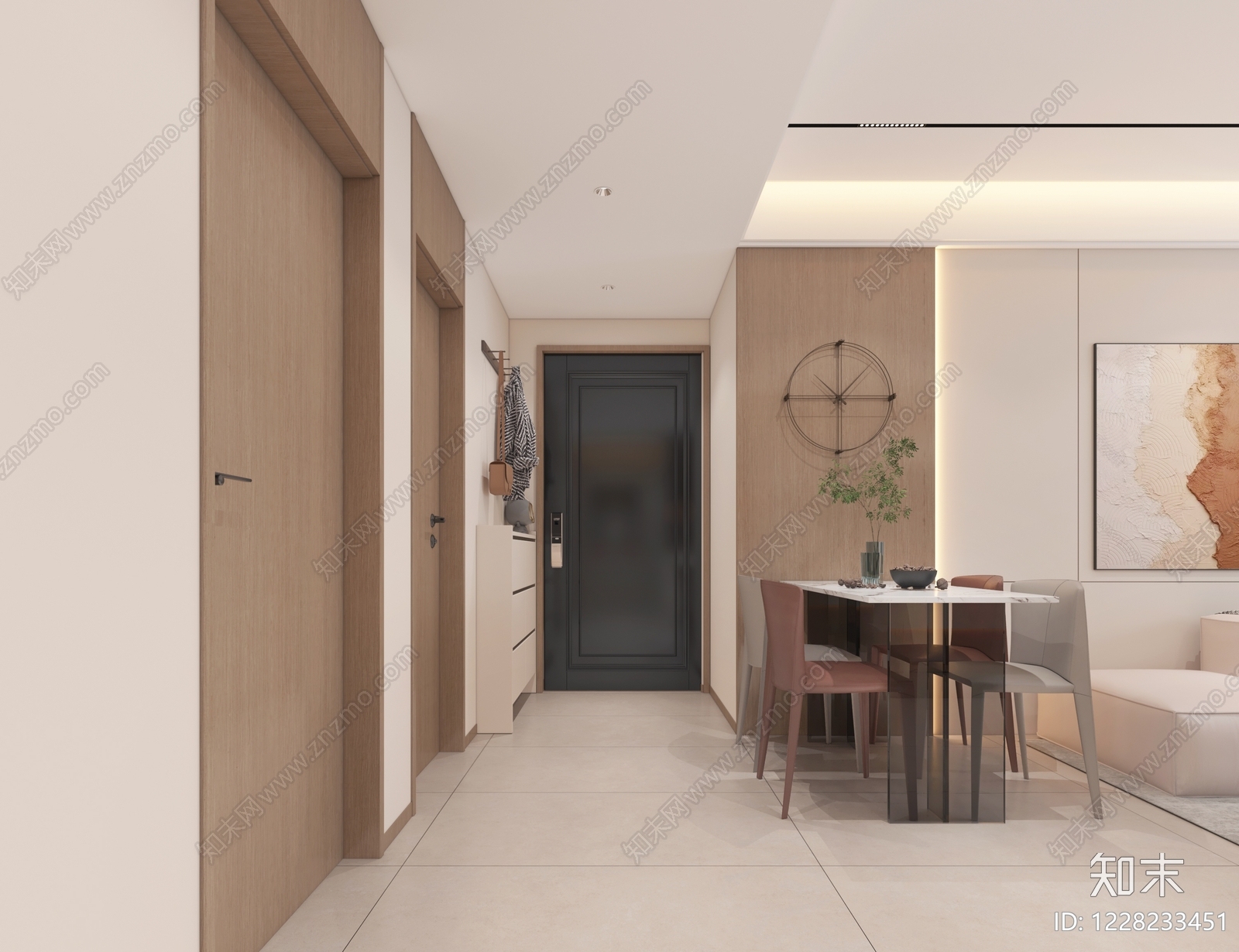 现代简约别墅客餐厅3D模型下载【ID:1228233451】