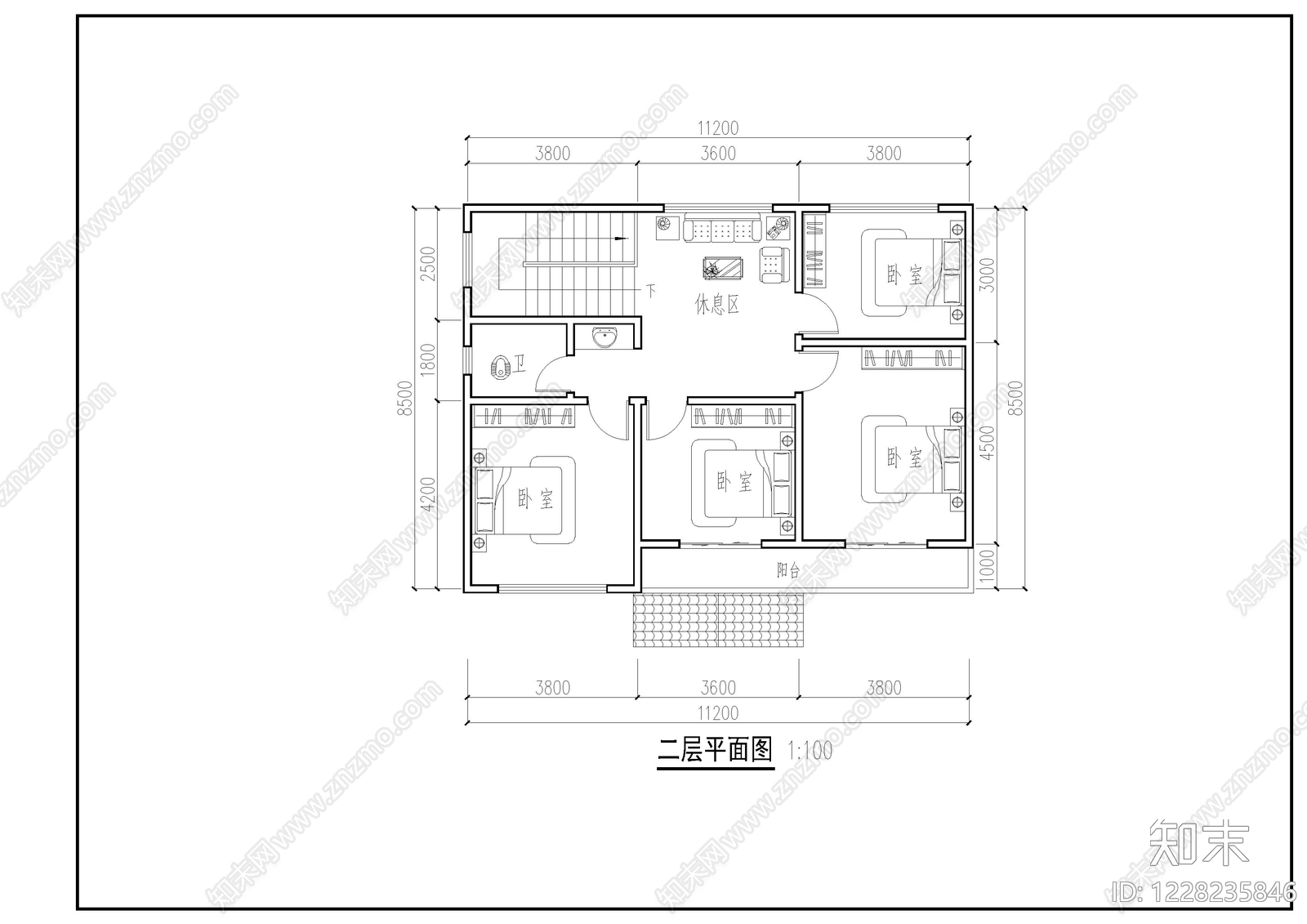 别墅建筑cad施工图下载【ID:1228235846】