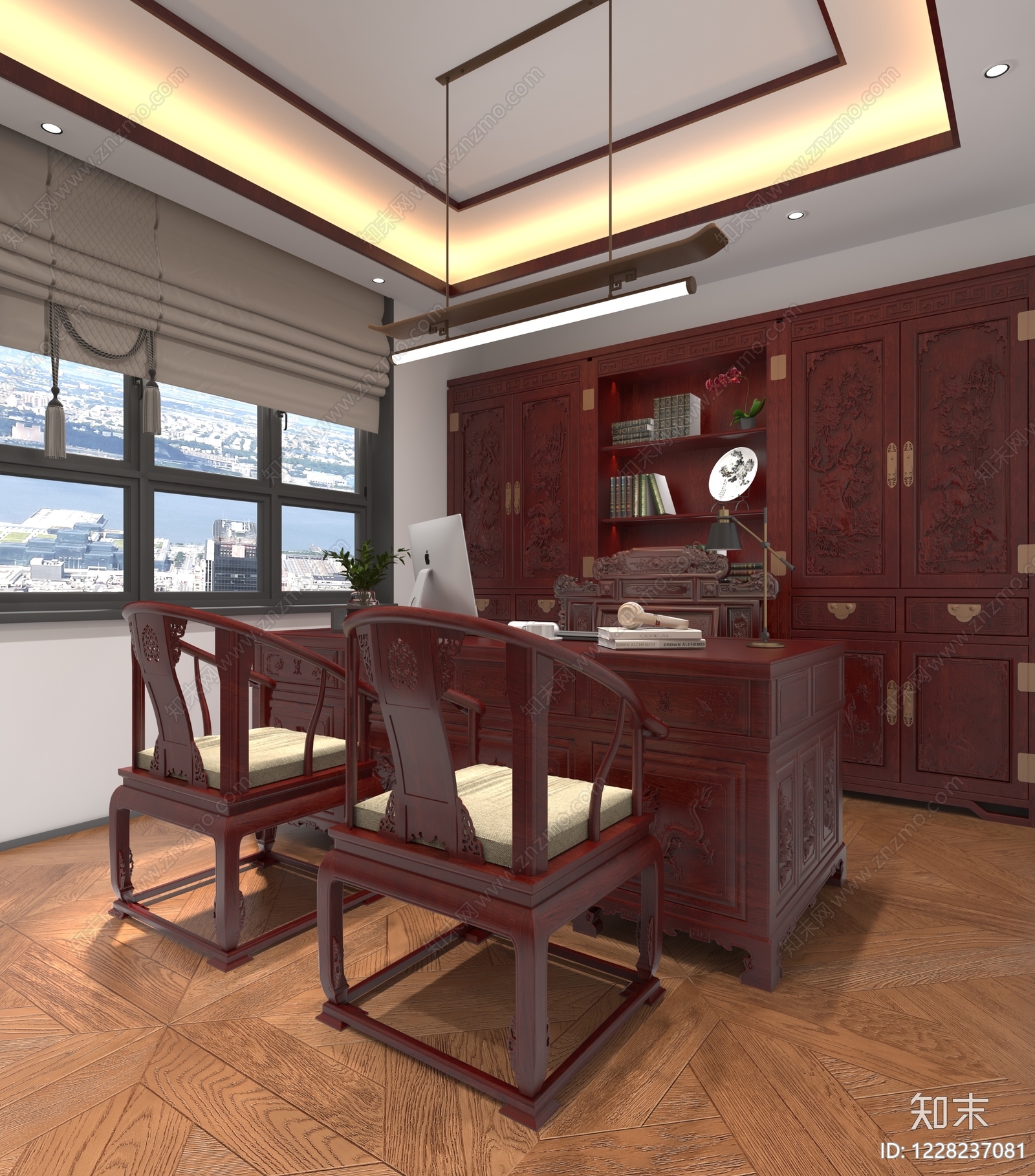 中式办公室3D模型下载【ID:1228237081】