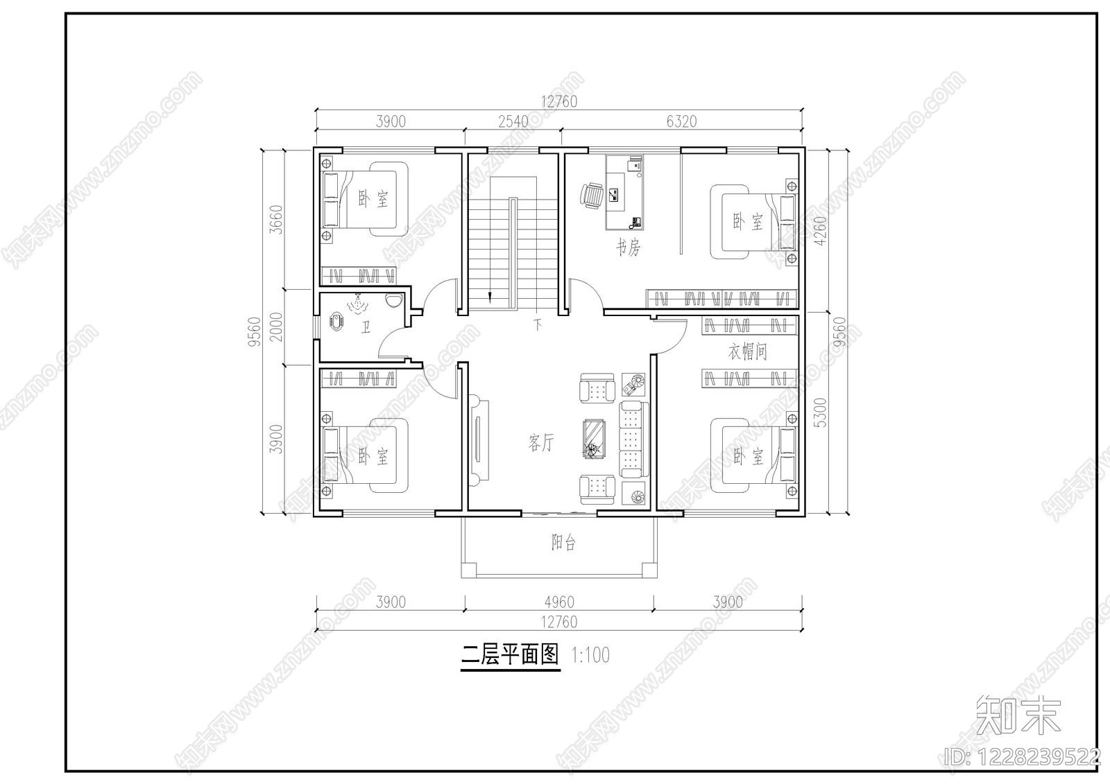 别墅建筑cad施工图下载【ID:1228239522】