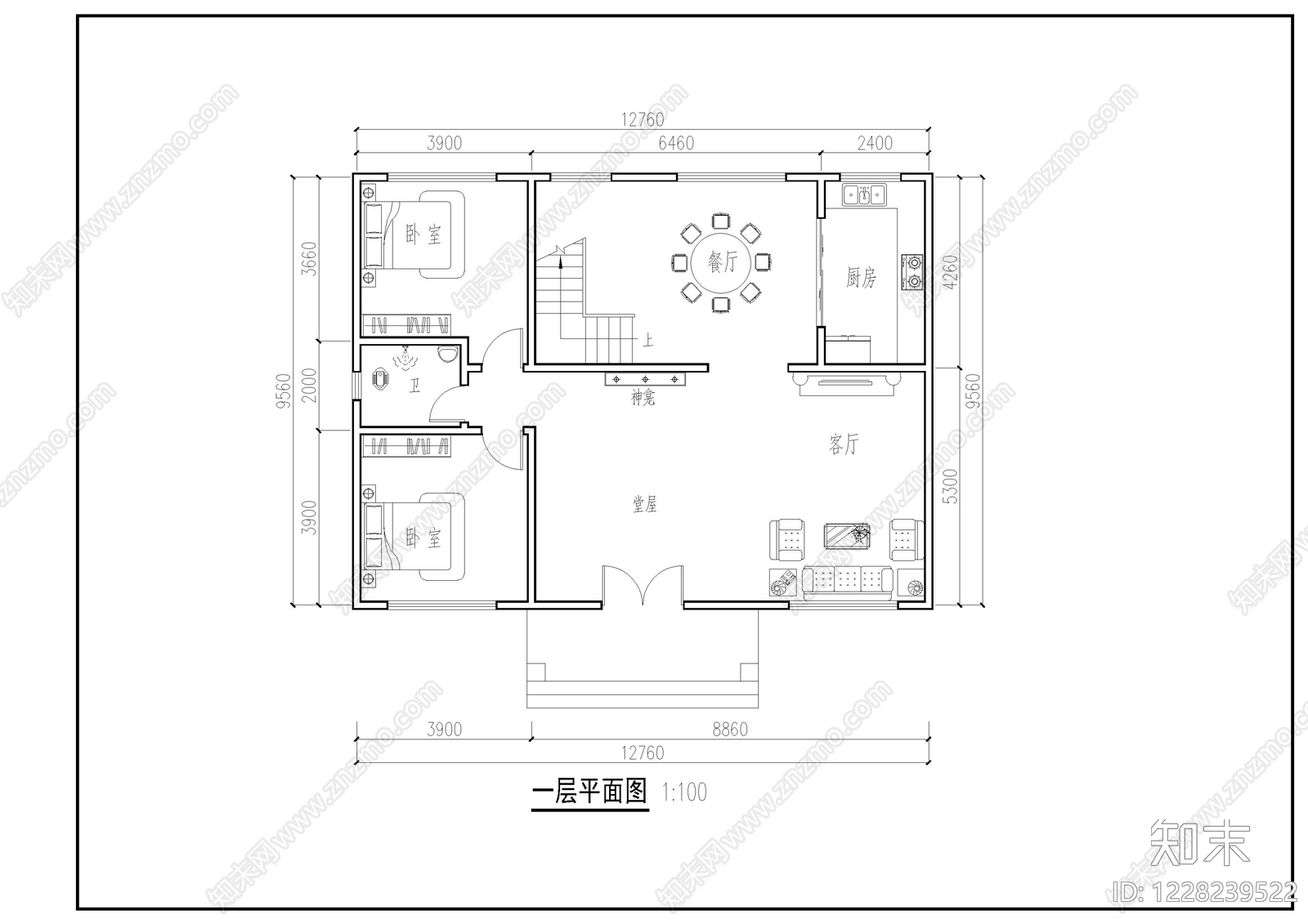 别墅建筑cad施工图下载【ID:1228239522】
