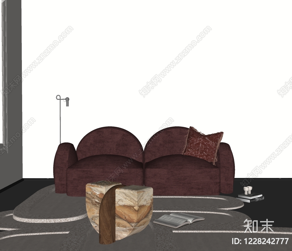 现代简约双人沙发SU模型下载【ID:1228242777】
