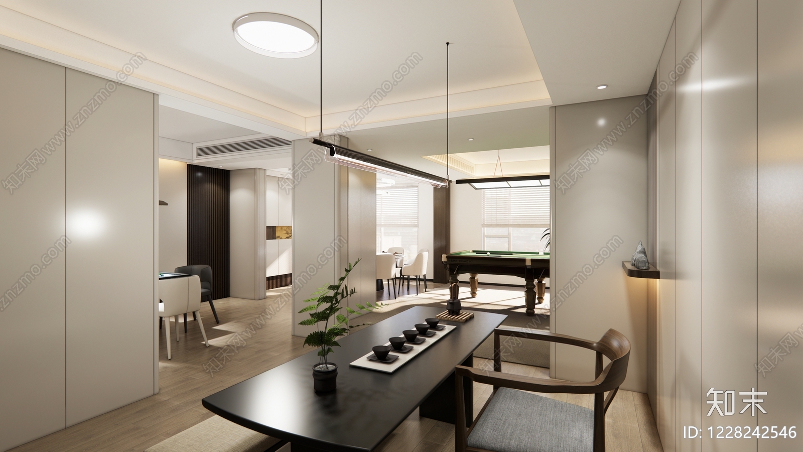 新中式会所SU模型下载【ID:1228242546】