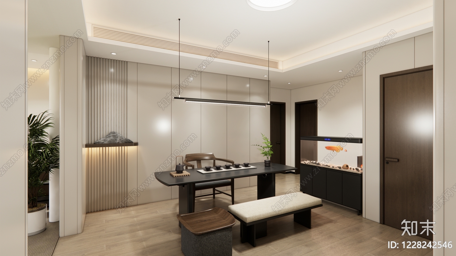 新中式会所SU模型下载【ID:1228242546】