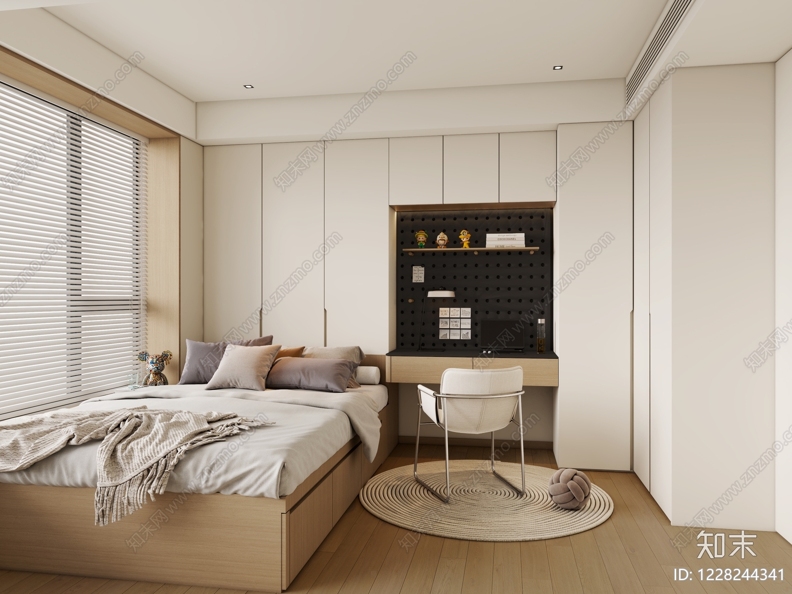 原木风榻榻米卧室3D模型下载【ID:1228244341】