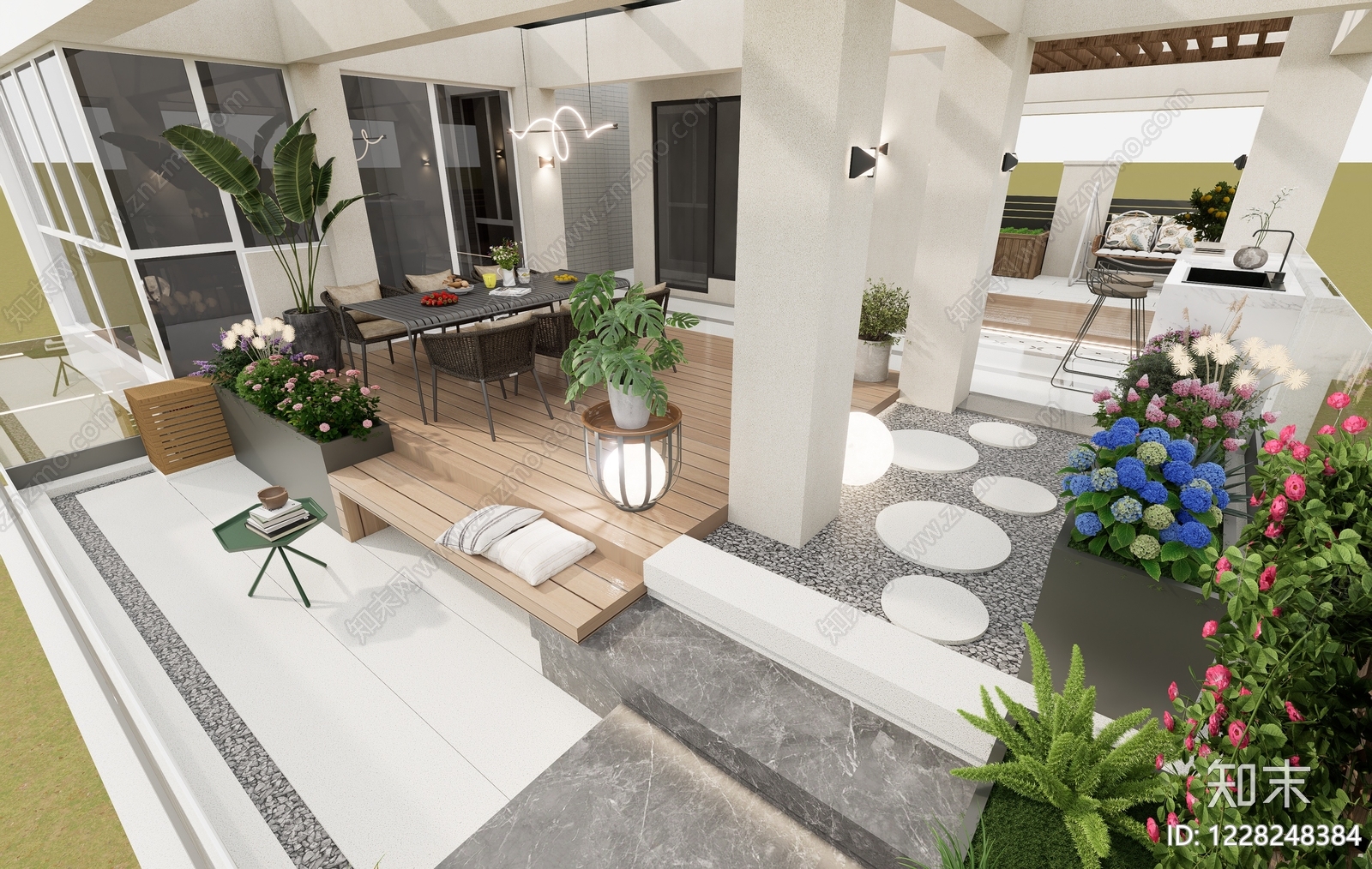 现代屋顶花园SU模型下载【ID:1228248384】