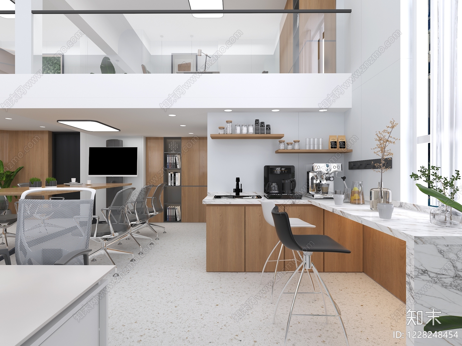 现代简约办公区3D模型下载【ID:1228248454】