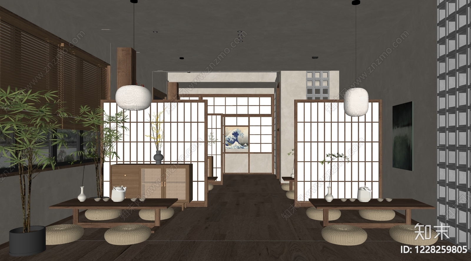 日式茶馆SU模型下载【ID:1228259805】