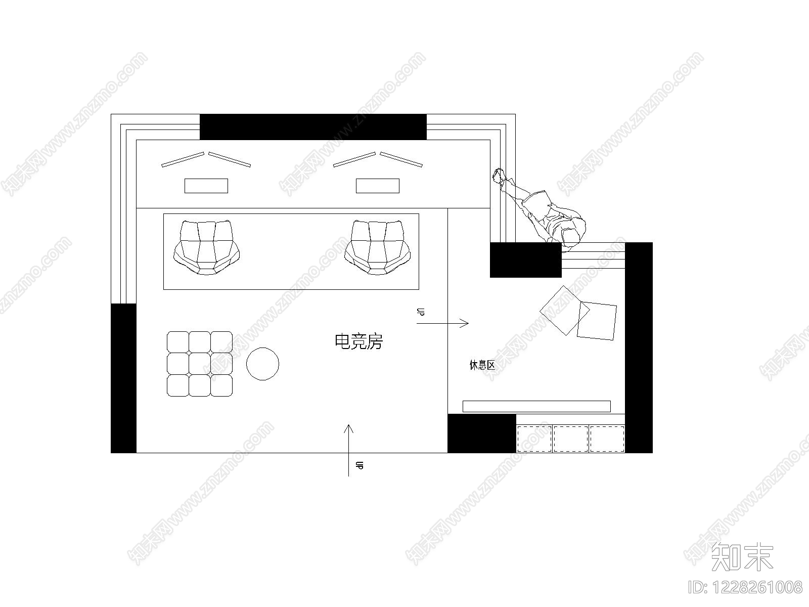 电竞房cad施工图下载【ID:1228261008】