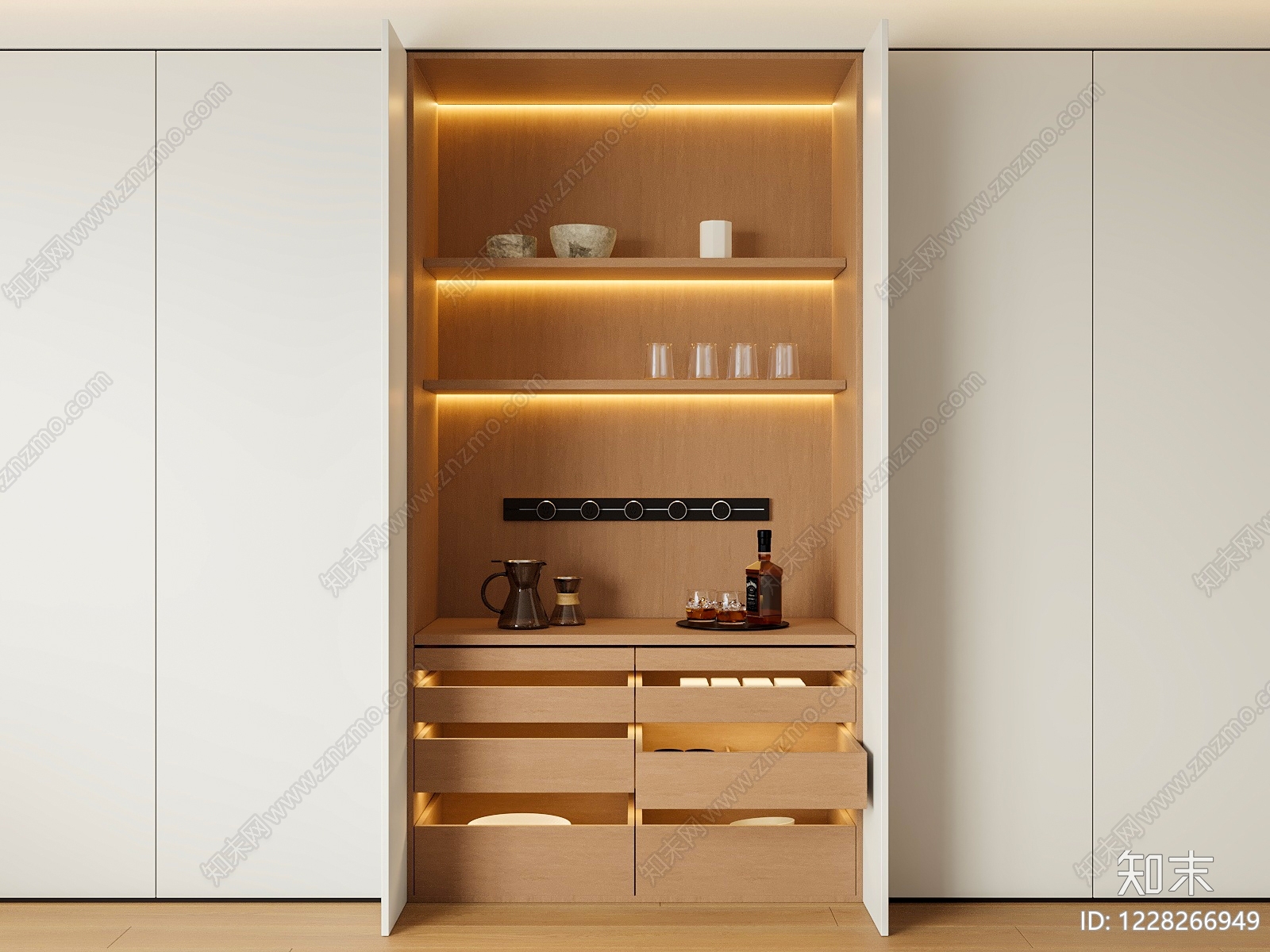 现代简约餐边柜SU模型下载【ID:1228266949】