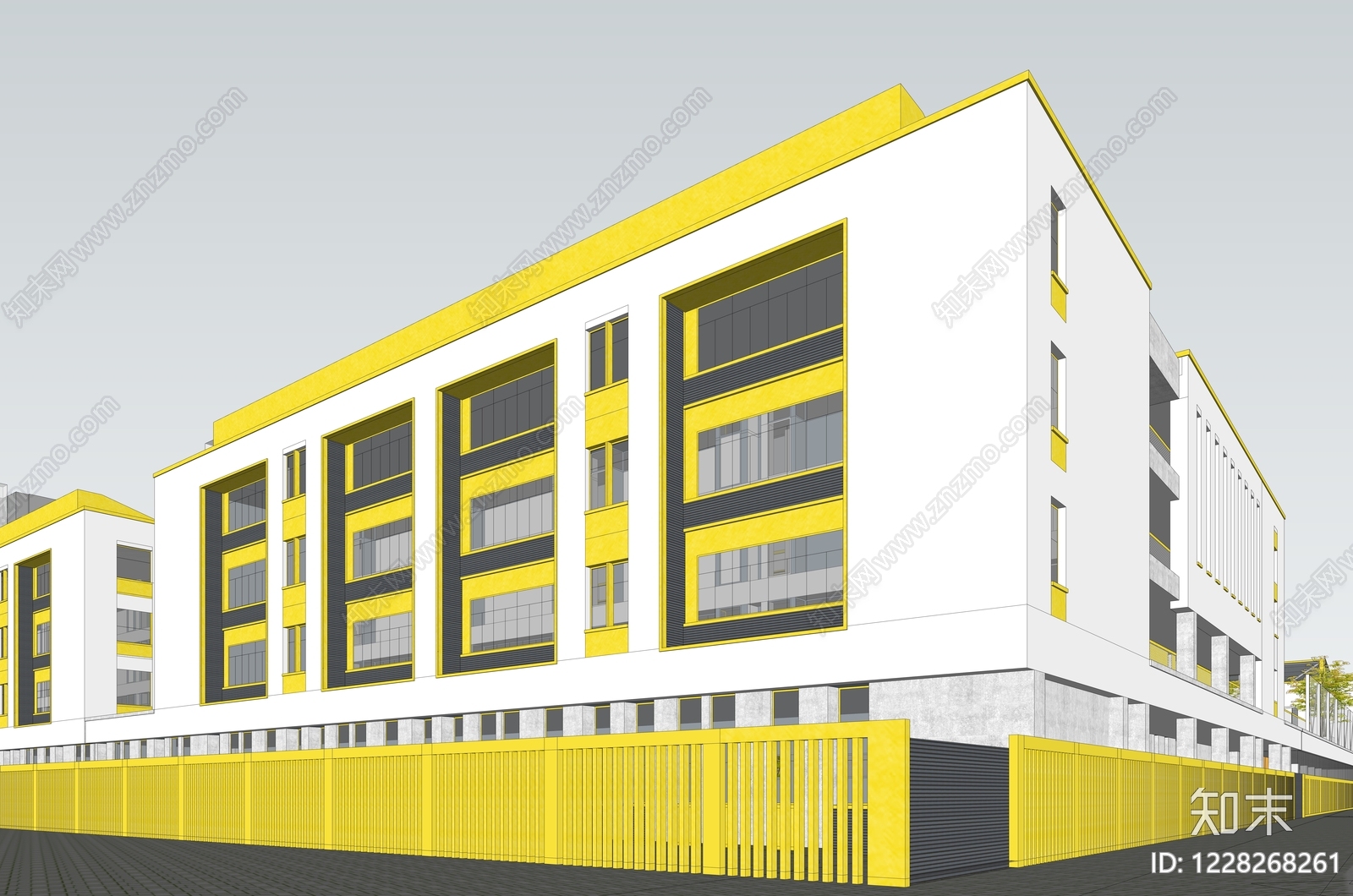 现代主义学校建筑SU模型下载【ID:1228268261】