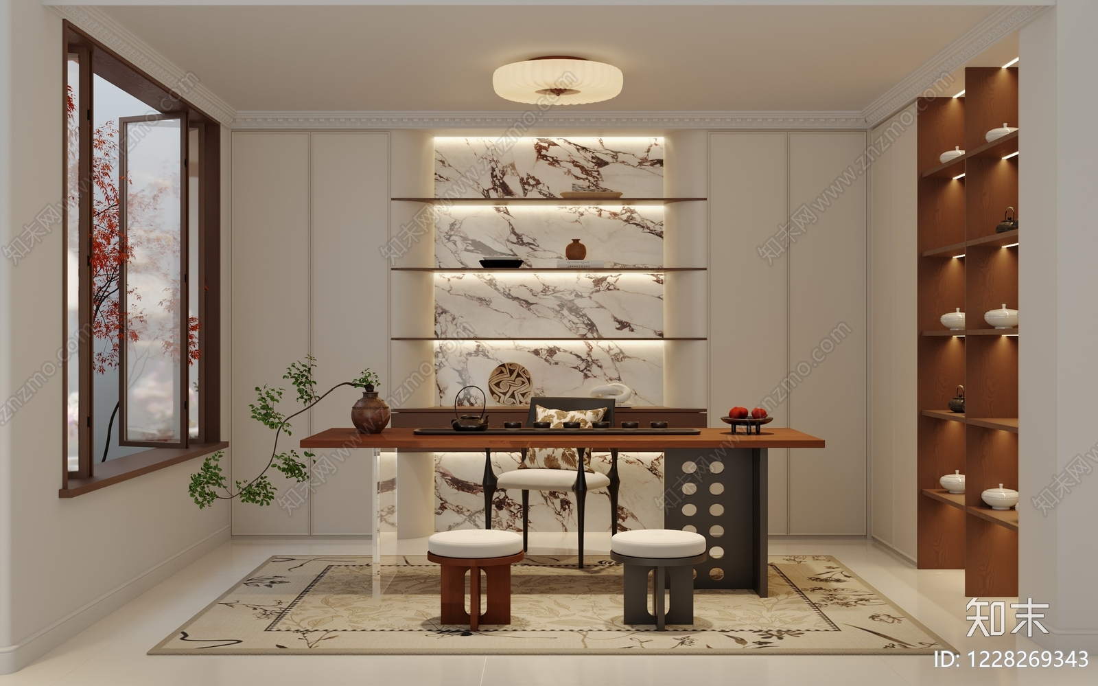 新中式茶室3D模型下载【ID:1228269343】