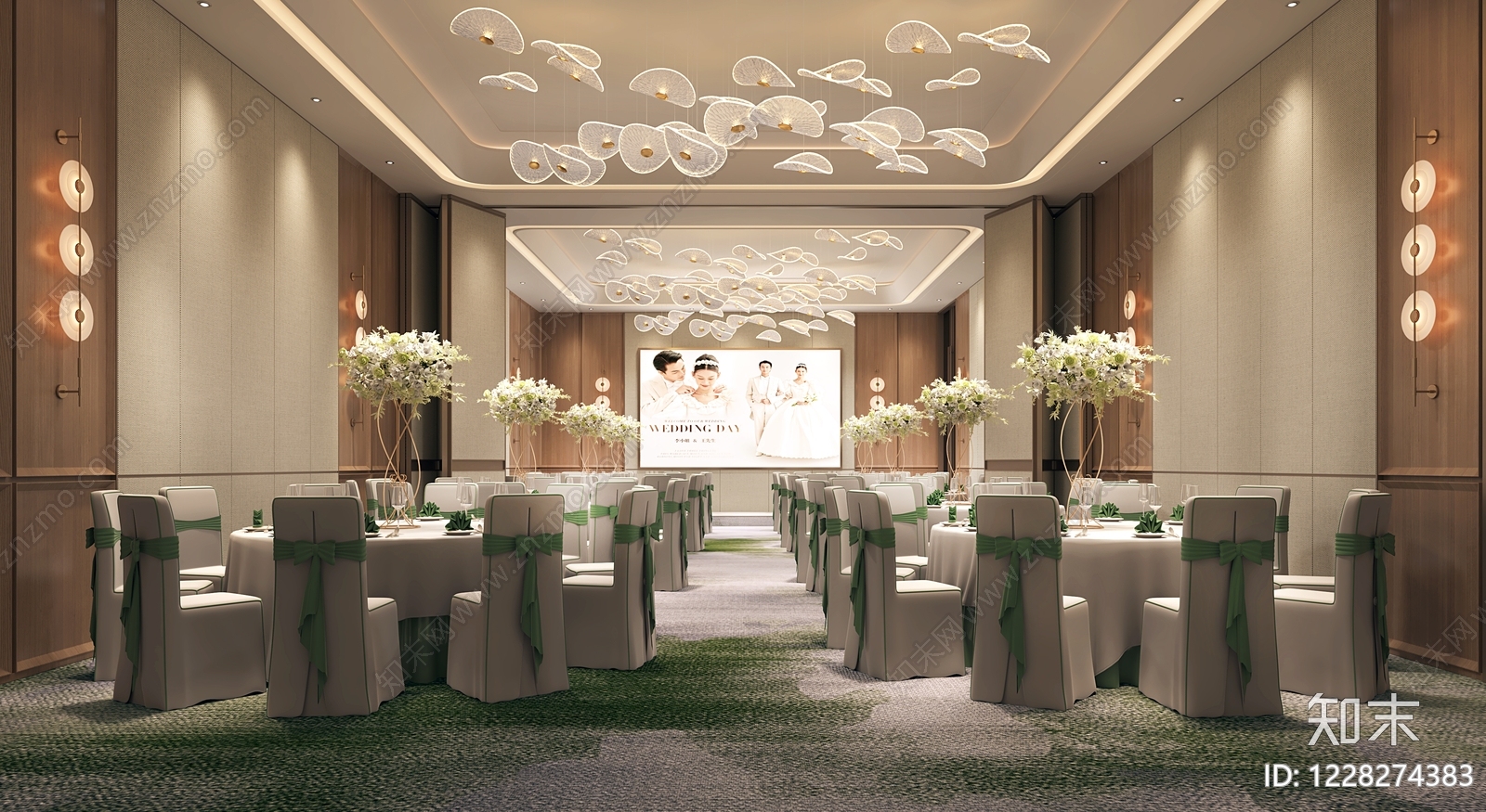 现代简约宴会厅3D模型下载【ID:1228274383】