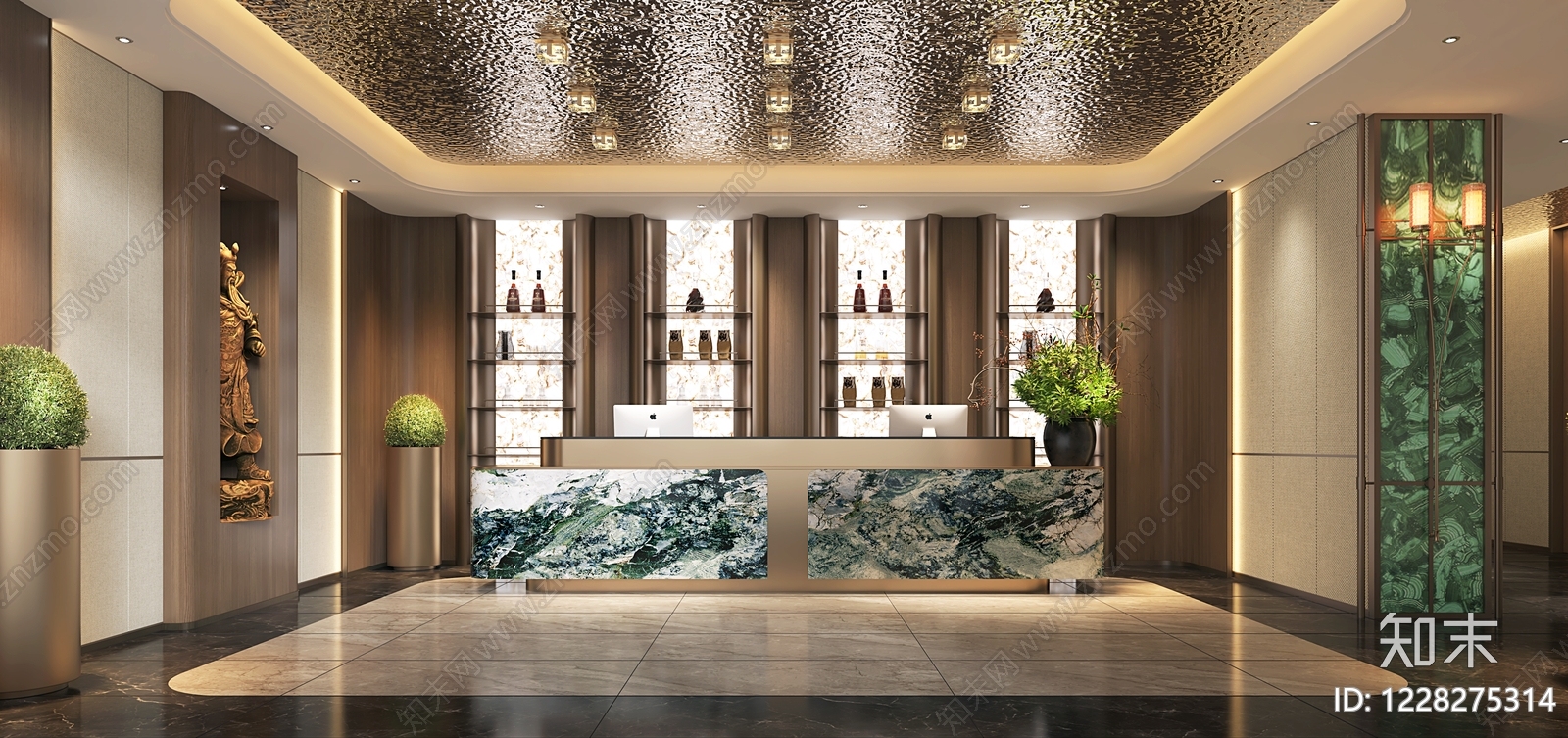 轻奢酒店大堂3D模型下载【ID:1228275314】