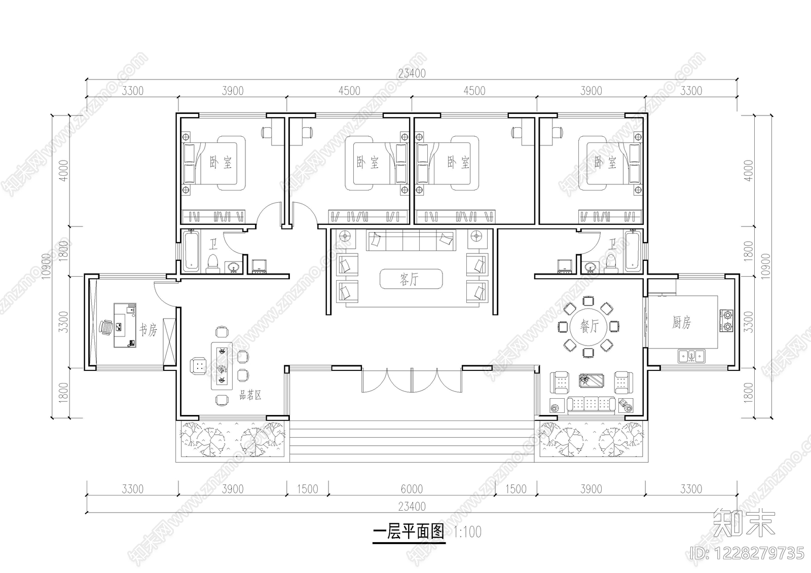 别墅建筑cad施工图下载【ID:1228279735】