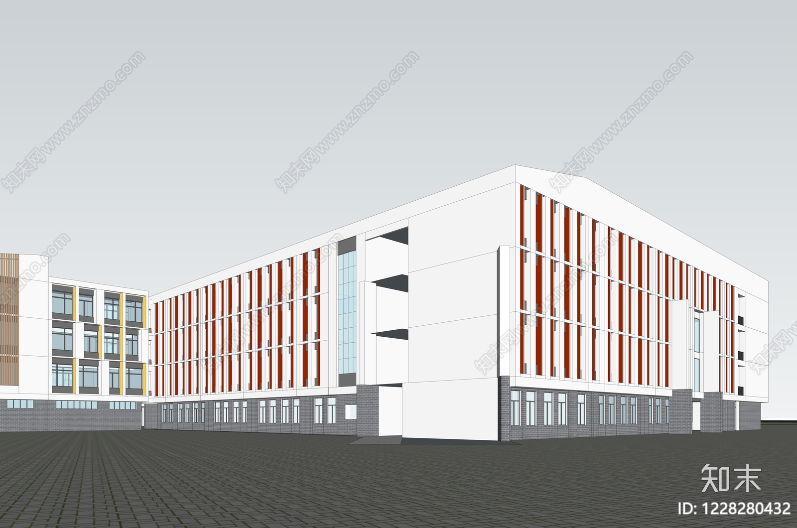 现代主义学校建筑SU模型下载【ID:1228280432】