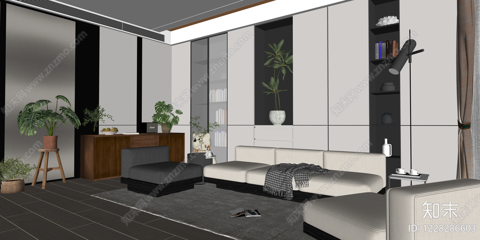 现代简约家居客厅SU模型下载【ID:1228286603】