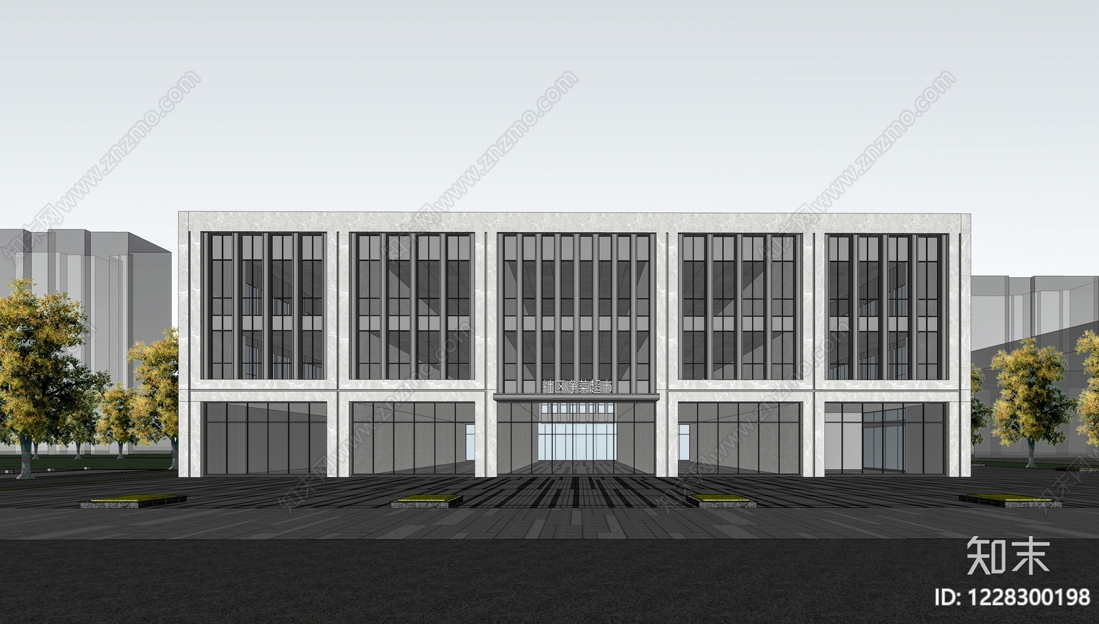 现代主义农贸市场SU模型下载【ID:1228300198】
