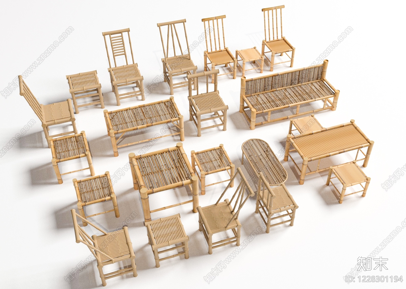 中式休闲桌椅3D模型下载【ID:1228301194】