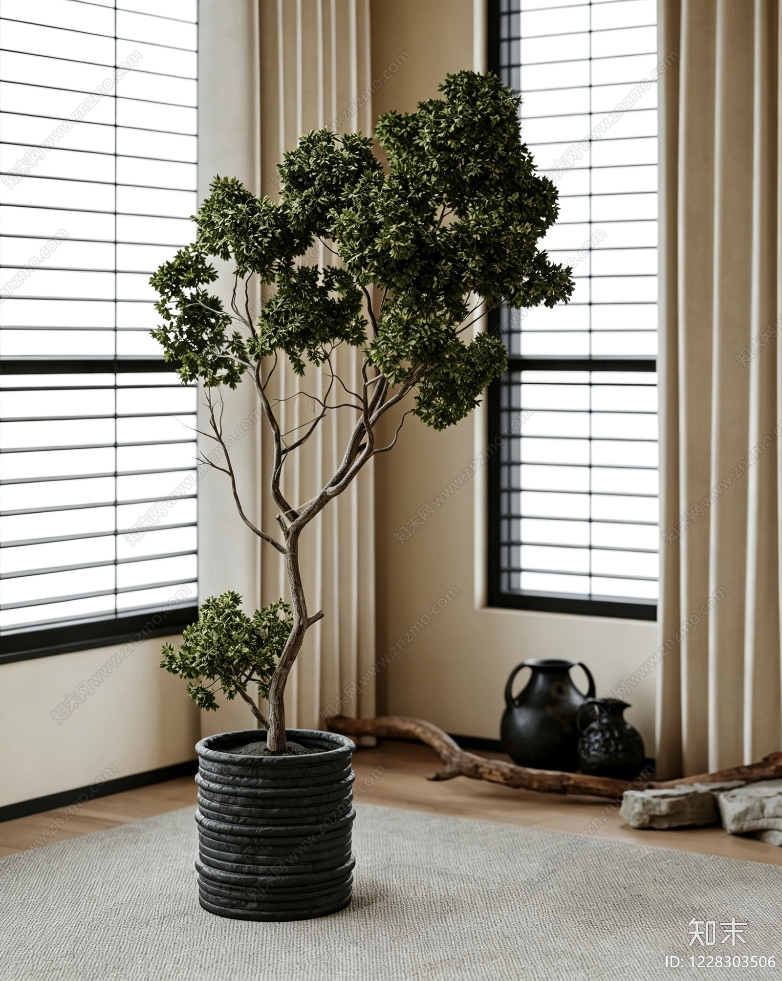 侘寂盆栽3D模型下载【ID:1228303506】